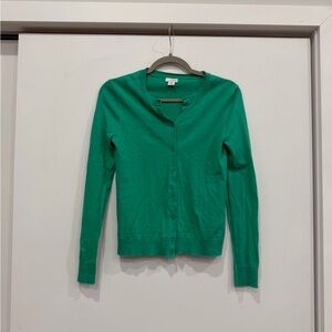 J. Crew Teal Crewneck Button-Front Cardigan